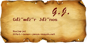 Gömör János névjegykártya